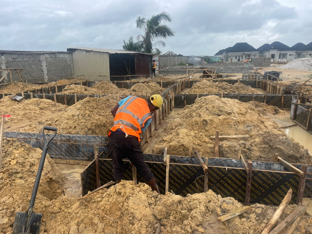 Stanchion team supervising construction